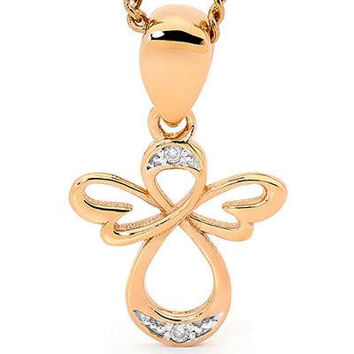 Rose Gold Angel Pendant with Diamond