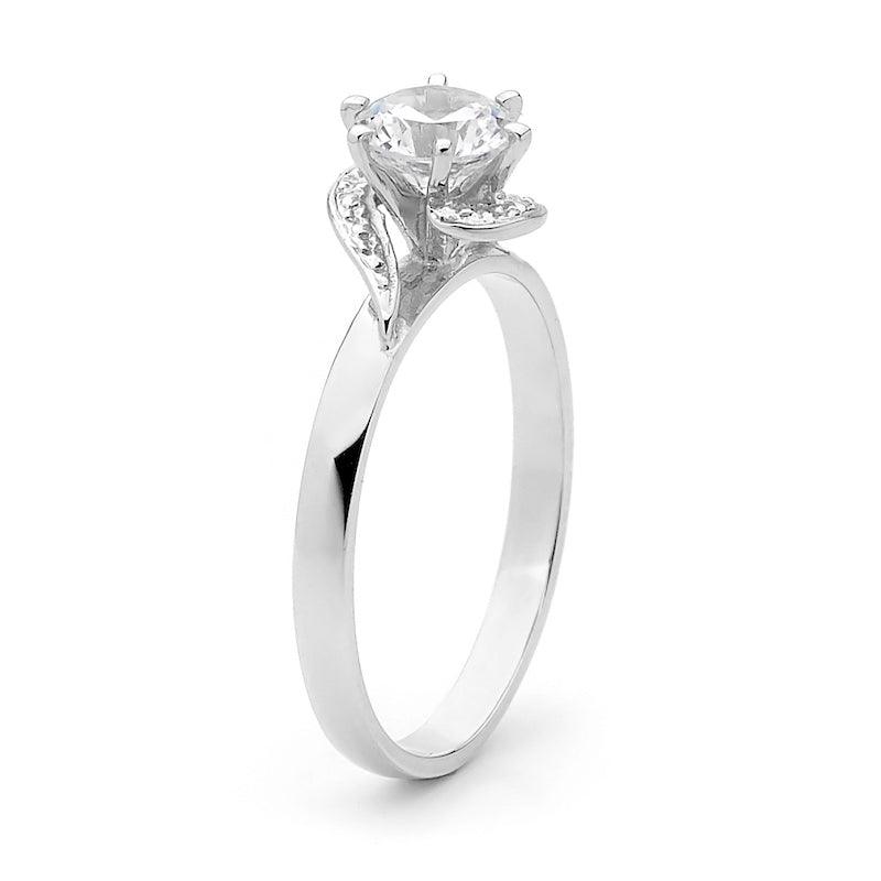 Cubic Zirconia Ring - White Gold Engagement Style