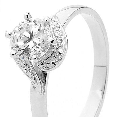 Cubic Zirconia Ring - White Gold Engagement Style