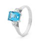 White Gold Blue Topaz and Diamond Ring