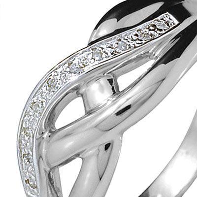 White Gold Celtic Plait Ring with Diamonds