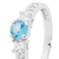 White Gold Pale Blue Zirconia Engagement Ring