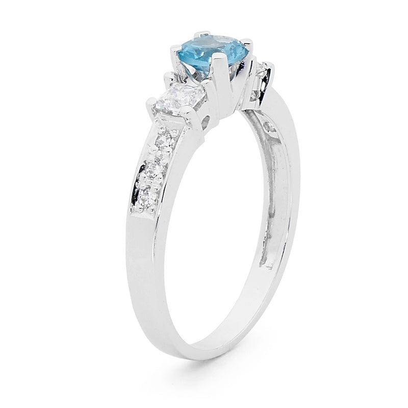 White Gold Pale Blue Zirconia Engagement Ring