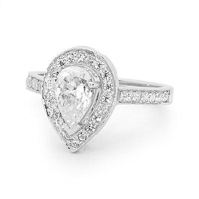 Teardrop Zirconia Engagement Ring