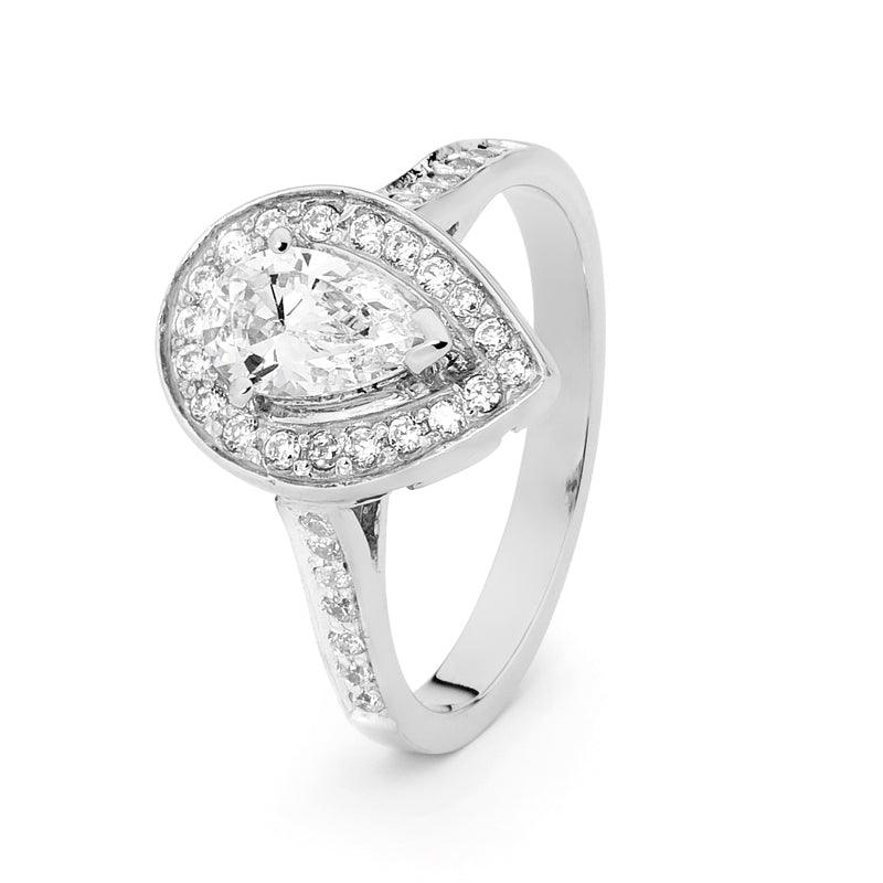 Teardrop Zirconia Engagement Ring