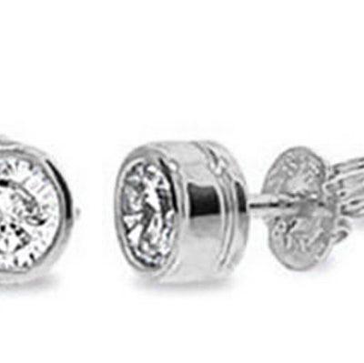 Diamond Bezel Set Studs in White Gold - TDW 0.10 Carat