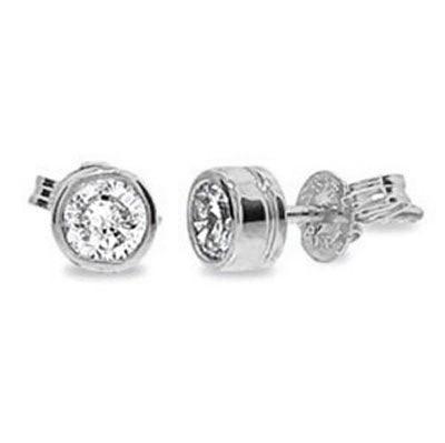 Diamond Bezel Set Studs in White Gold - TDW 0.30 Carat