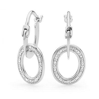 Diamond Set Hoop Link Earrings