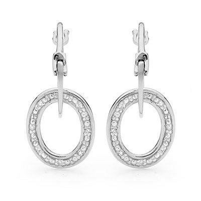 Diamond Set Hoop Link Earrings