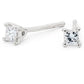 Pricess Cut Diamond Studs - White Gold