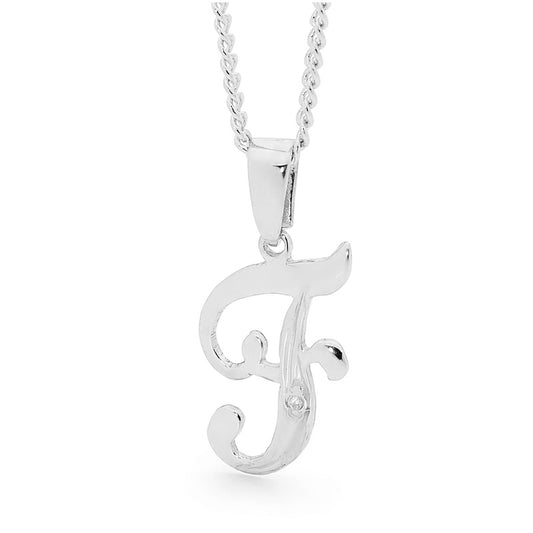 Diamond Set Script Initial F