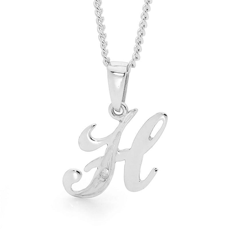 Diamond Set Script Initial H