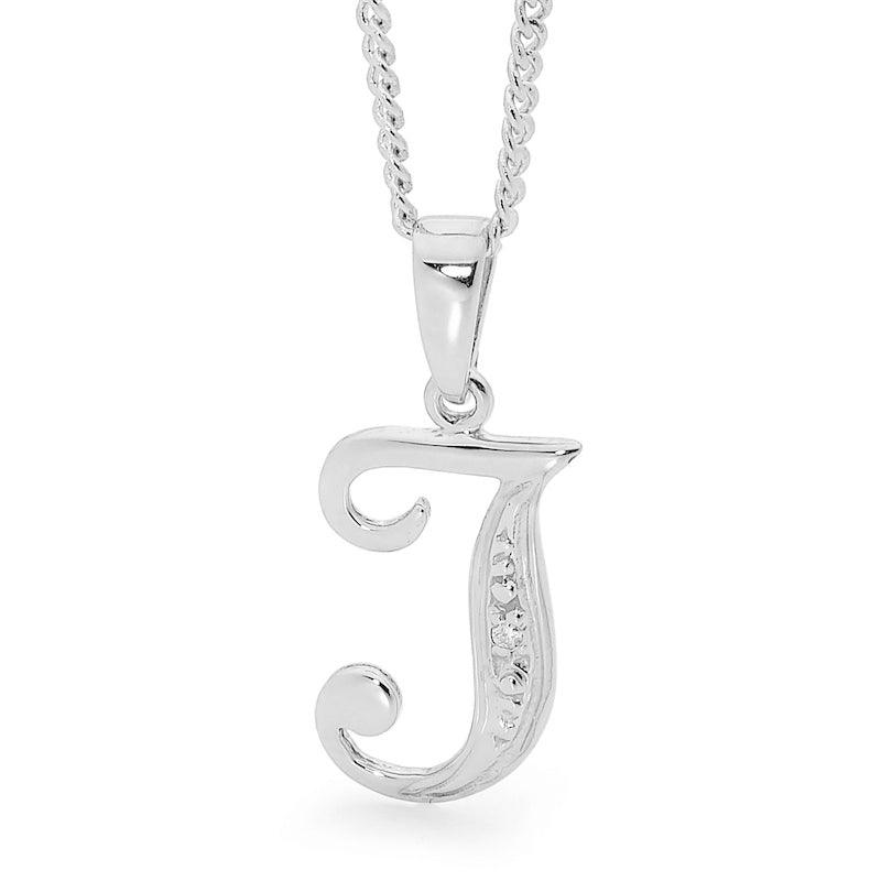 Diamond Set Script Initial J