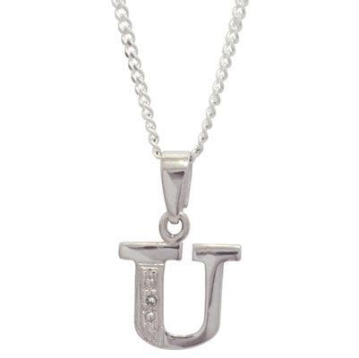 Diamond Set Initial U - White Gold