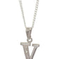 Diamond Set Initial V - White Gold