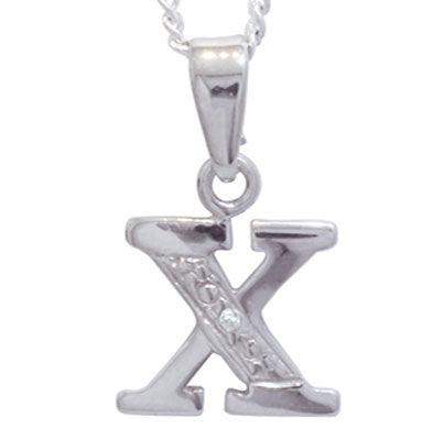 Diamond Set Initial X - White Gold