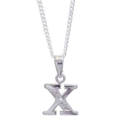 Diamond Set Initial X - White Gold