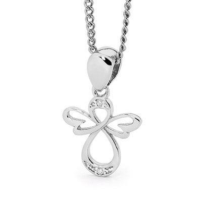 White Gold Angel Pendant with Diamonds