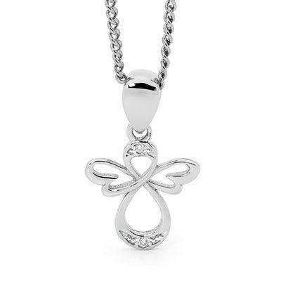 White Gold Angel Pendant with Diamonds